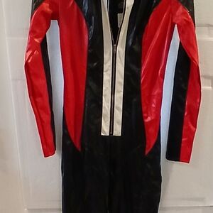 Fashion Nova Red and Black racer Jumpsuit